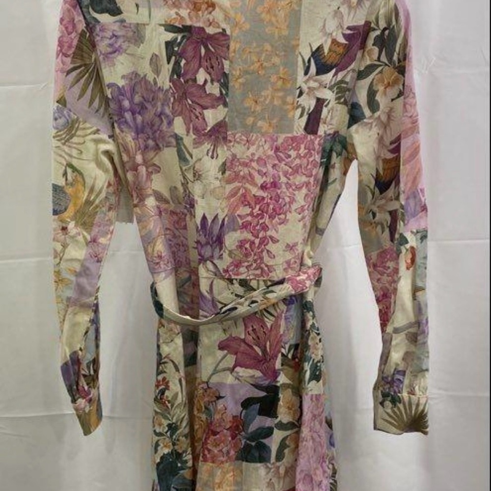 Zara Floral Patchwork Long Sleeve Dress Size Small